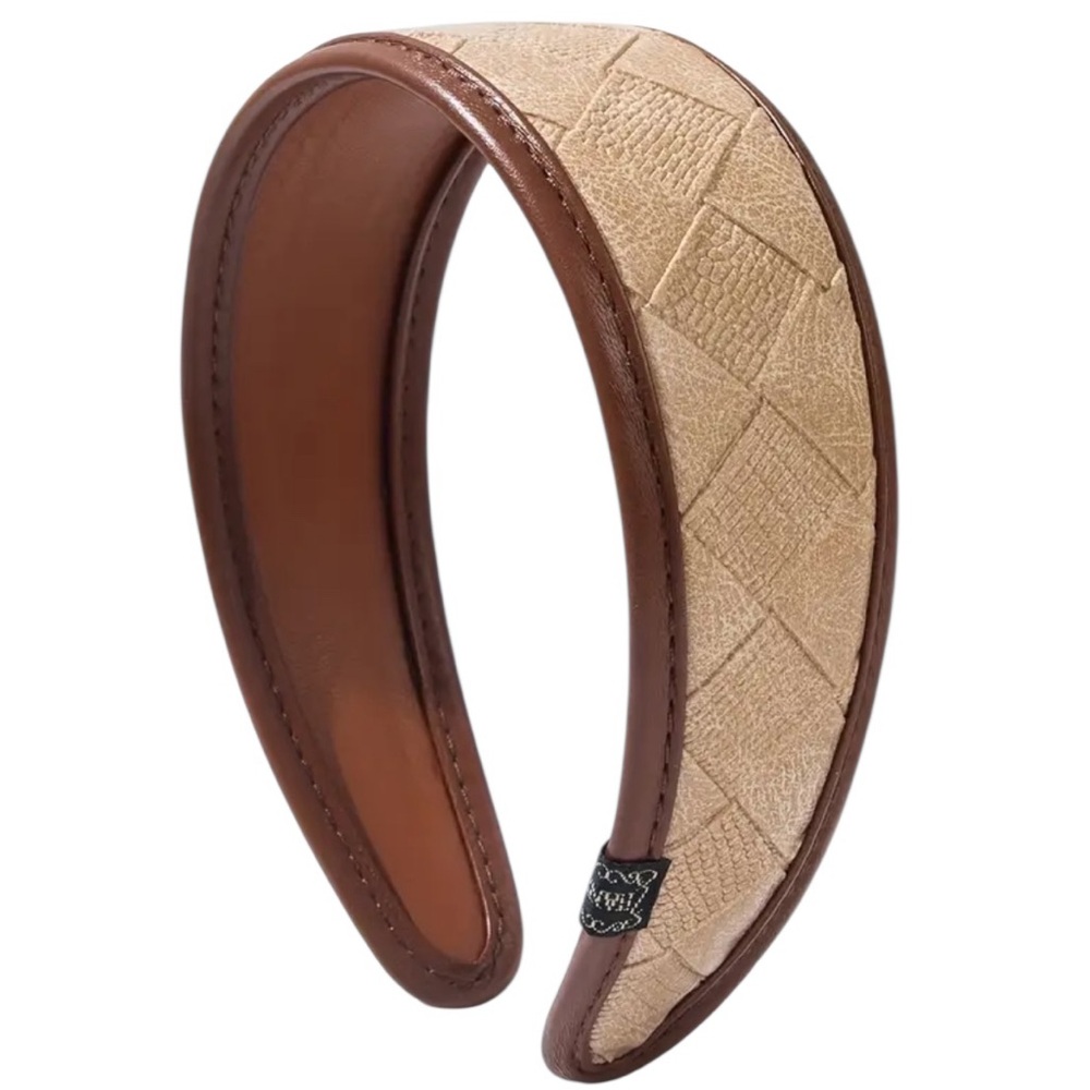Brown and Tan Vegan Leather Headband